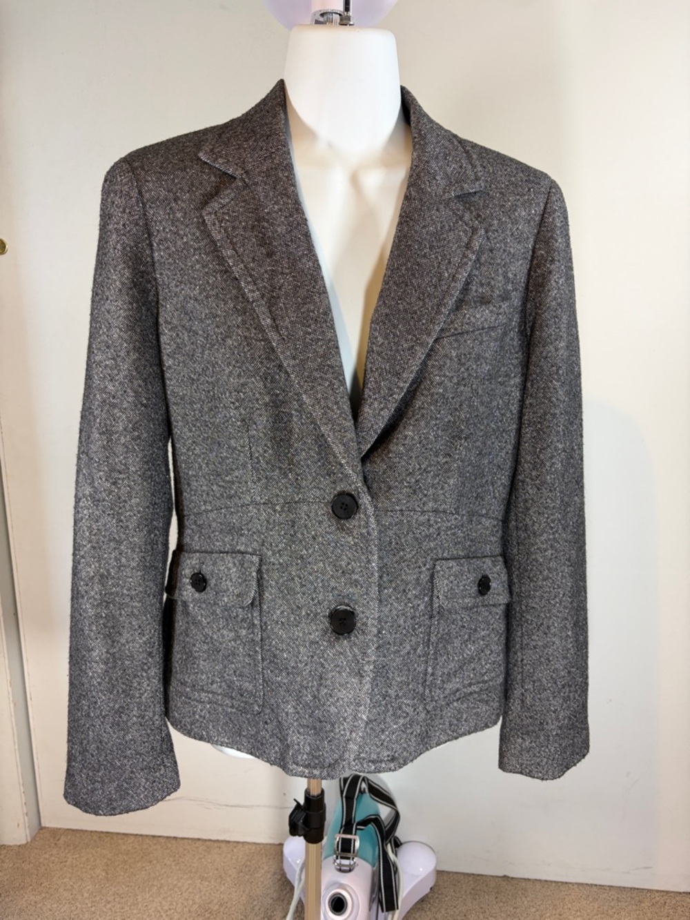 TALBOTS 8 petite 8P Classic Gray Women's Blazer Jacket